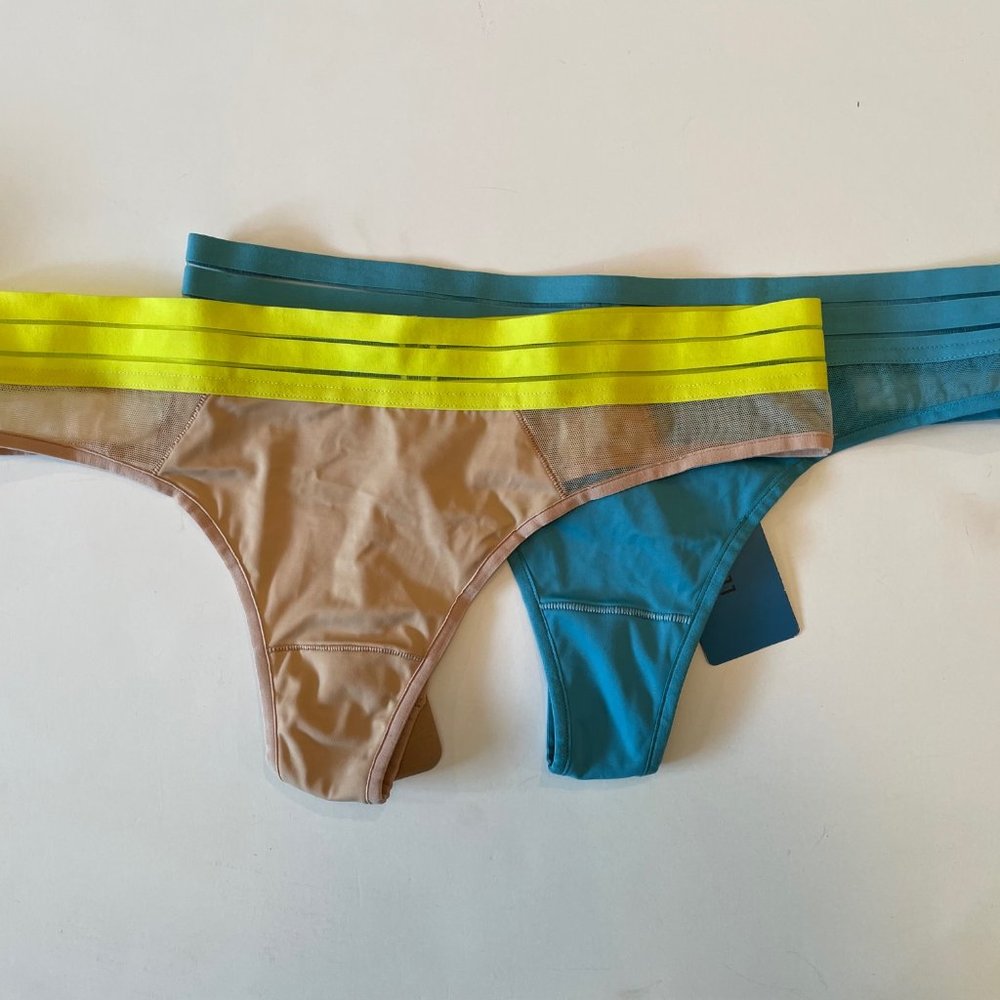 BNWT Maison Lejaby Nufit Sheer Blue Nude Yellow Panty Set Small